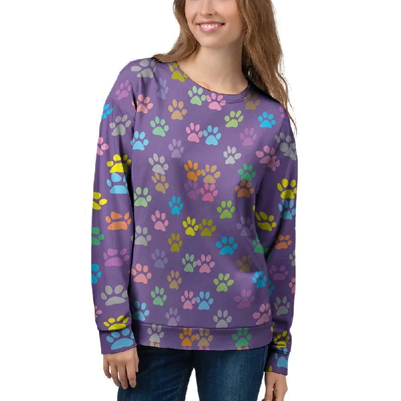 Colorful Paw Women's Sweatshirt Hoodie with Bell Sleeves Flared Feminine