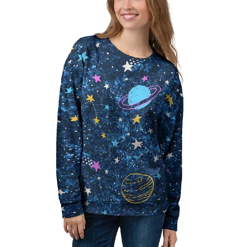 Constellation Star Galaxy Space Women's Sweatshirt Hoodie with Neon Bright Vibrant