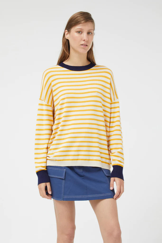 Oversized Yellow Striped Sweater Terry Blend Velvet Blend Canvas Blend