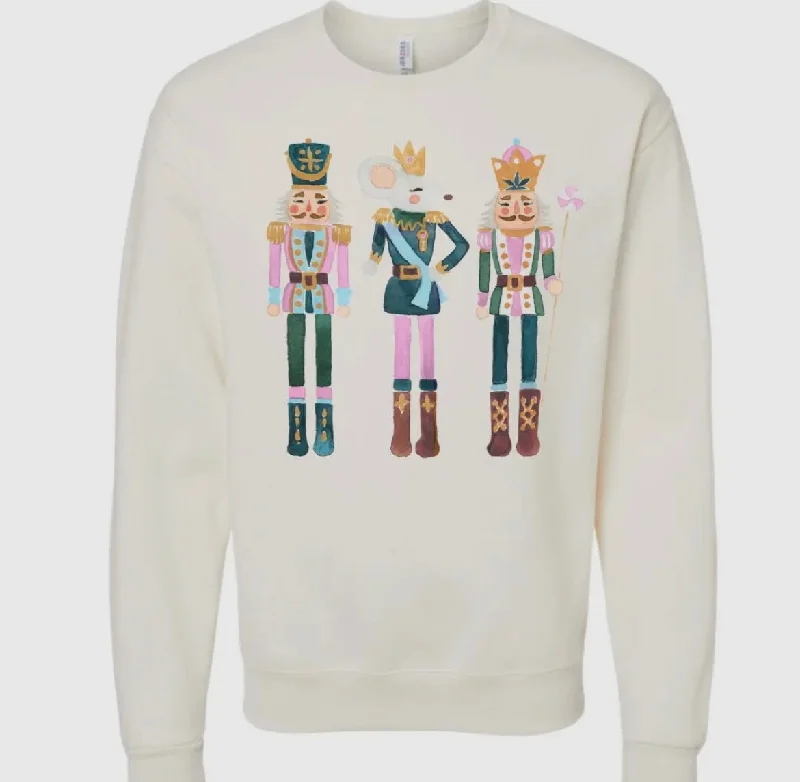 Cream Nutcracker Sweatshirt Hoodie with Cuffed Sleeves Snug Secure