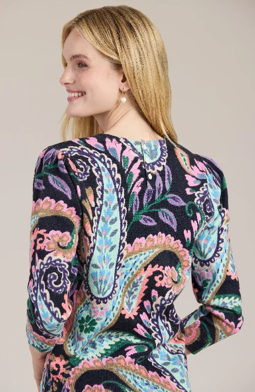 Julianne Cotton Cashmere Sweater - Paisley Lace Blend Ribbed Blend Corduroy Blend