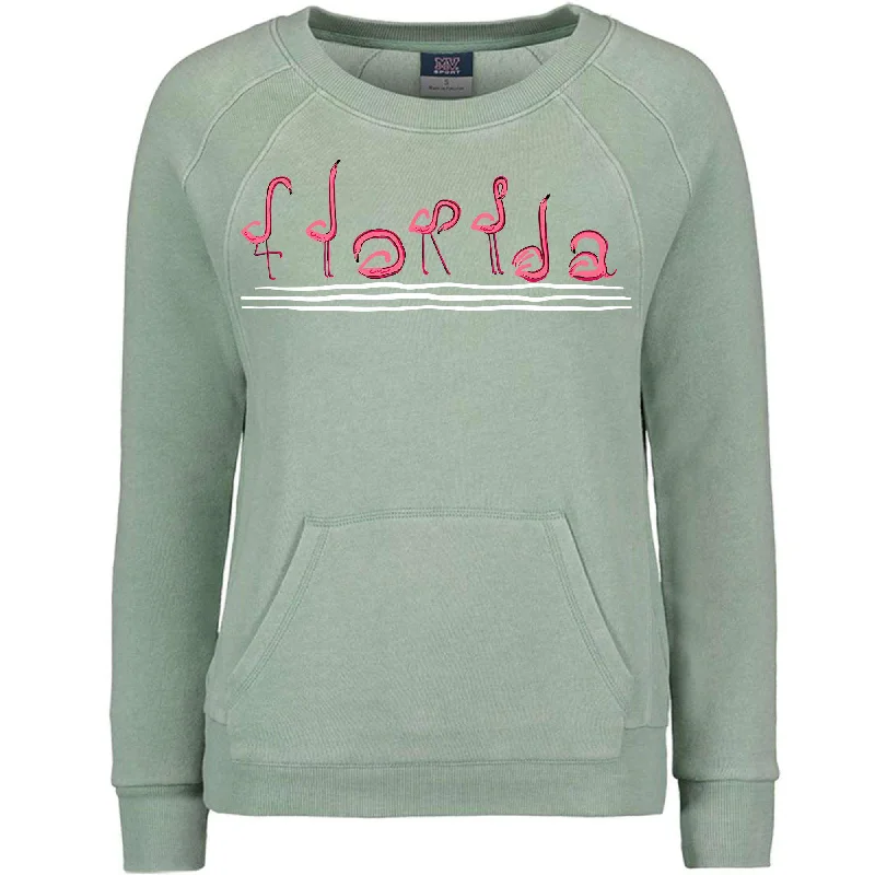 Curvy Flamingos Florida Crewneck Sweater Seamless Knitted Crochet