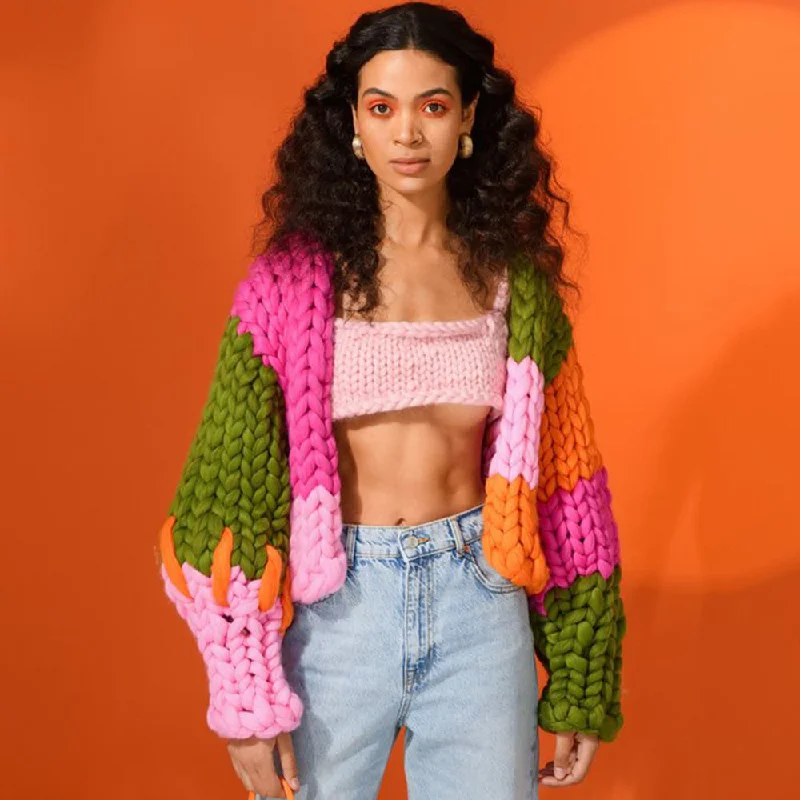Custom crochet sweater women custom women cardigan knitwear Denim Fabric Leather Fabric Suede Fabric