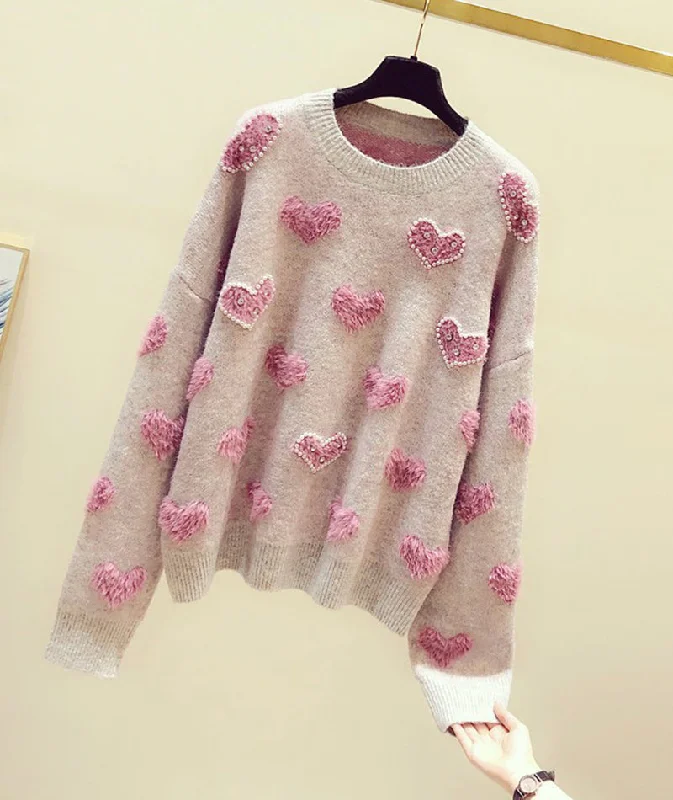 Cute round neck long sleeve sweater  098 Zippered Front Buttoned Front Snap Front