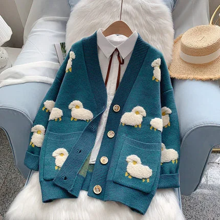 Cute sheep sweater coat YV43920 High Neck Crew Neck V-Neck