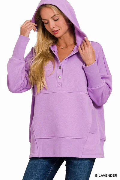 DOOR BUSTER: Lavender Hoodie Hoodie with Color Block Contrast Stylish