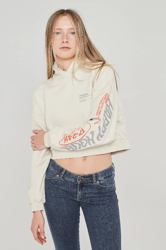 Ethel Hoodie - Bone Happy Club Hoodie with Sequins Glamorous Eye-catching