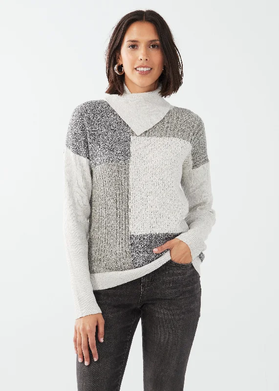 FDJ Patchwork Cable Sweater Hooded Sweater Collared Sweater Shawl Collar