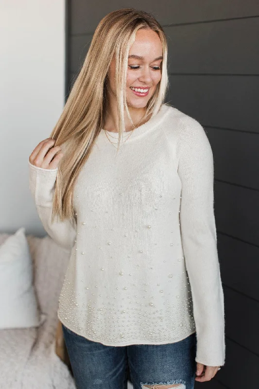 Feeling Inspired Pearl Knit Sweater- Ivory Slim Fit Regular Fit Oversized
