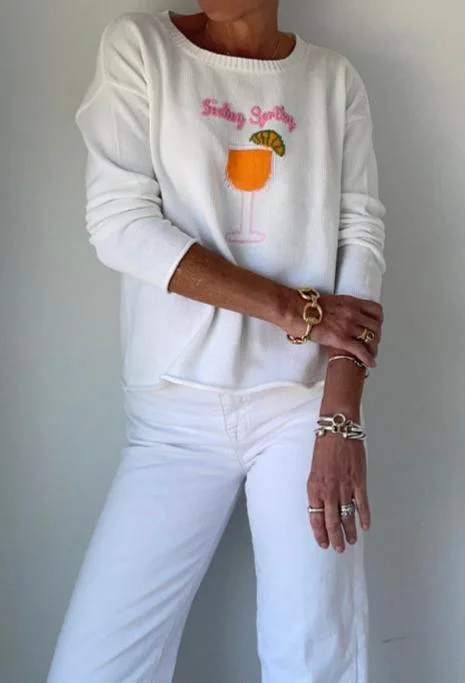 Feeling Spritzy Cotton Sweater Beaded Sweater Sequined Faux Fur