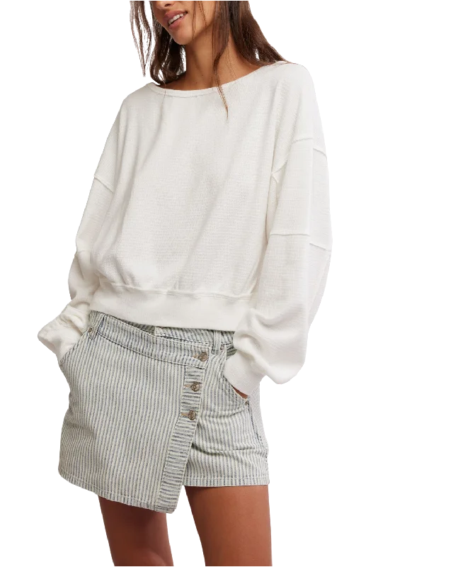 Ife Sweatshirt in Ivory Hoodie with Tied Waist Feminine Flattering