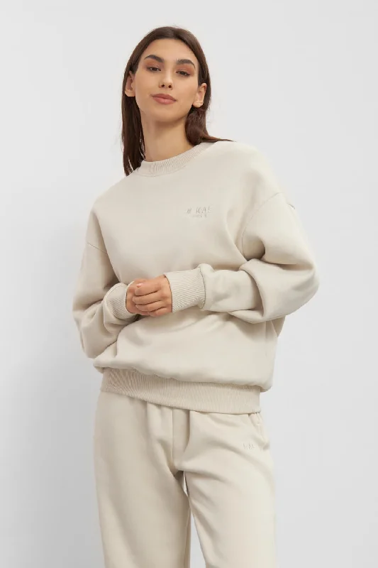 Hope Sweatshirt - Oat Hoodie with Tied Waist Feminine Flattering