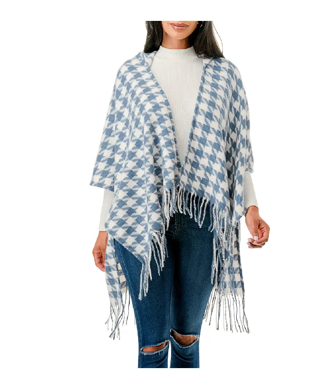 Houndstooth Hooded Poncho Oversized Hoodie Comfort Casual
