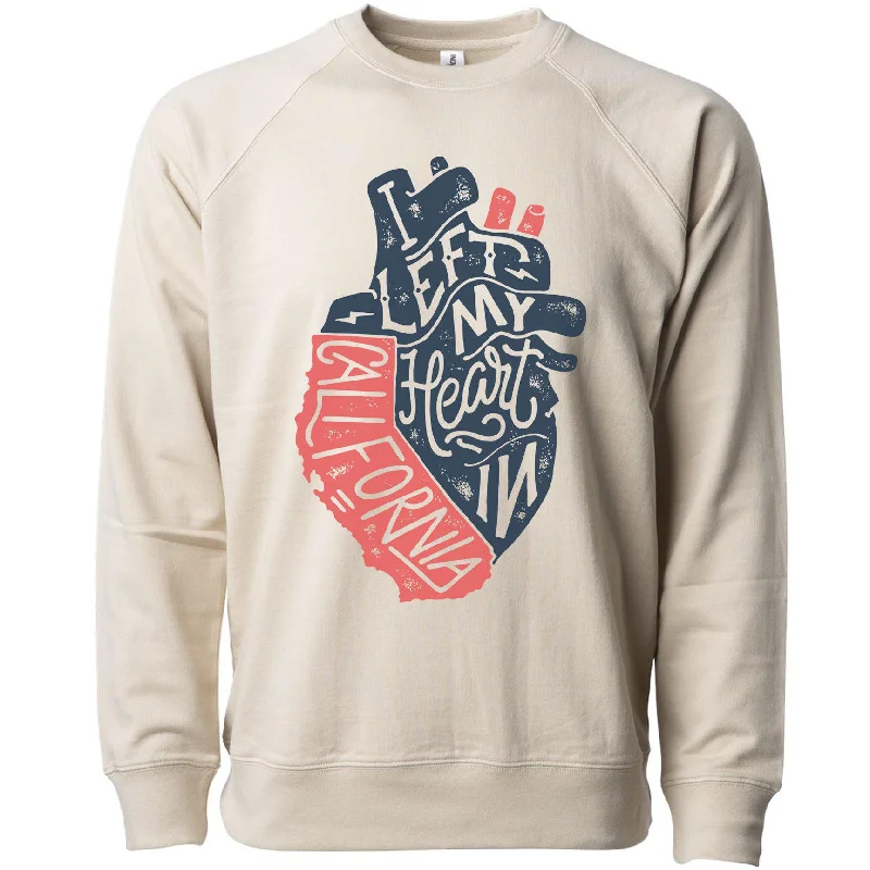 I Left My Heart In California Raglan Sweater Velvet Chenille Corduroy