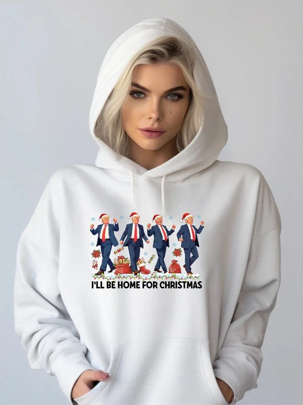 I'll be Home For Christmas Dancing Graphic Hoodie Hoodie with Snap Buttons Easy Quick I'll be Home For Christmas Dancing Graphic Hoodie Hoodie with Snap Buttons Easy Quick