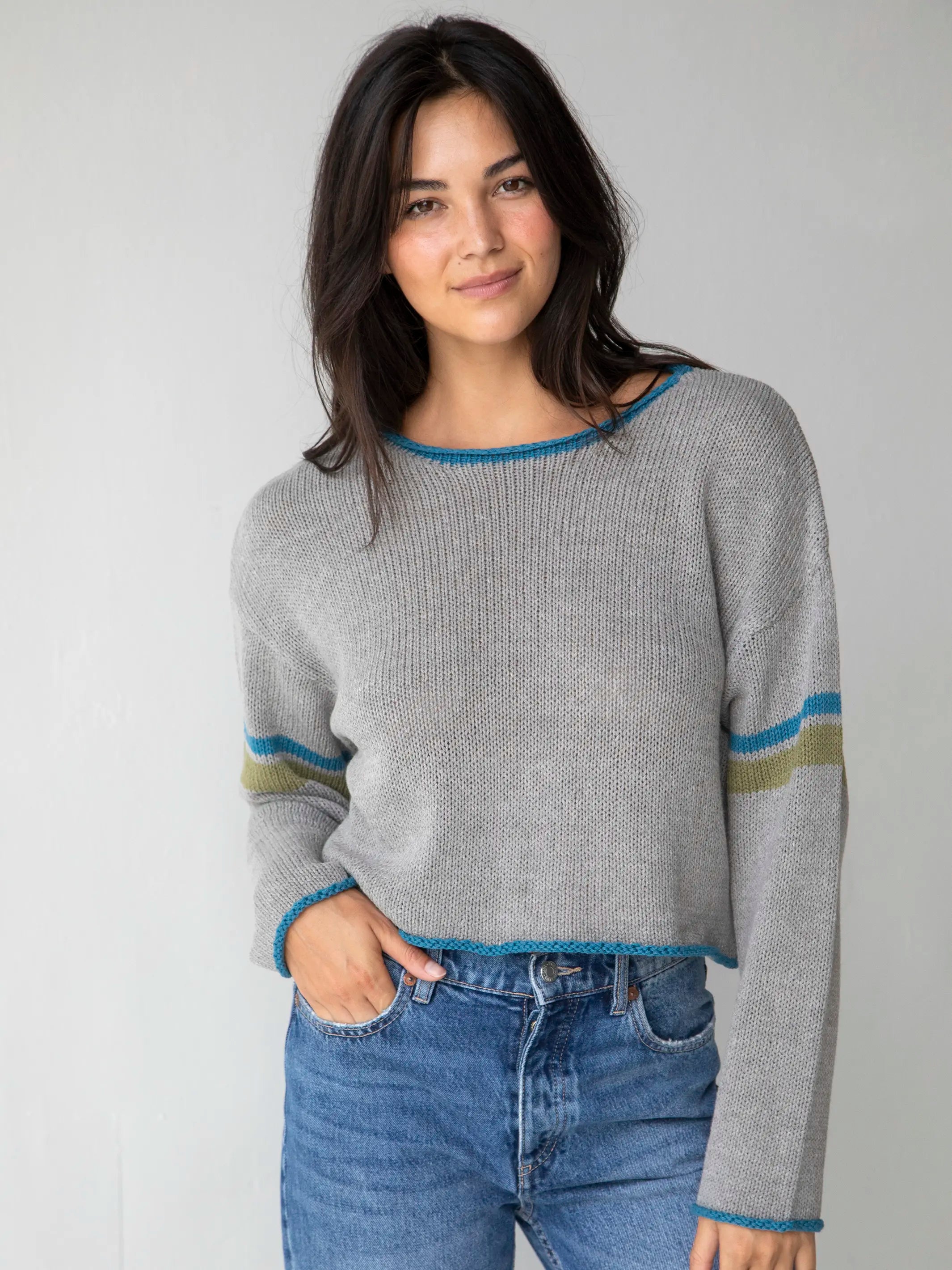 Intarsia Layering Sweater - Heather Grey Chenille Blend Fleece Blend Nylon Blend