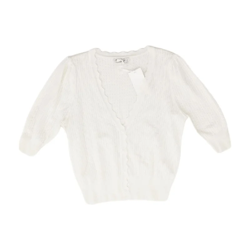 Ivory Solid Cardigan Sweater Glossy Satin Silk