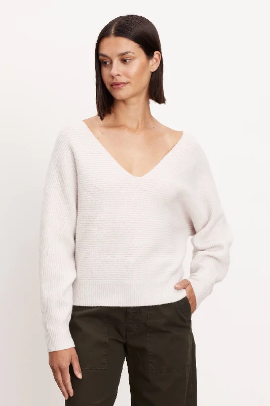 Velvet - Jodie Dolman Sweater in Snow Graphic Sweater Embroidered Appliqued