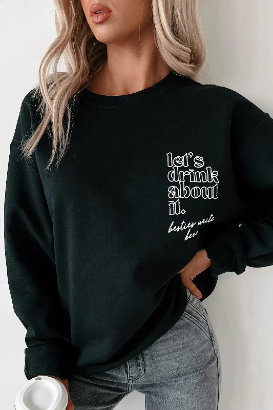 "Let's Drink About It" Graphic Sweatshirt (Black) Hoodie with Double Zipper Versatile Adjustable "Let's Drink About It" Graphic Sweatshirt (Black) Hoodie with Double Zipper Versatile Adjustable