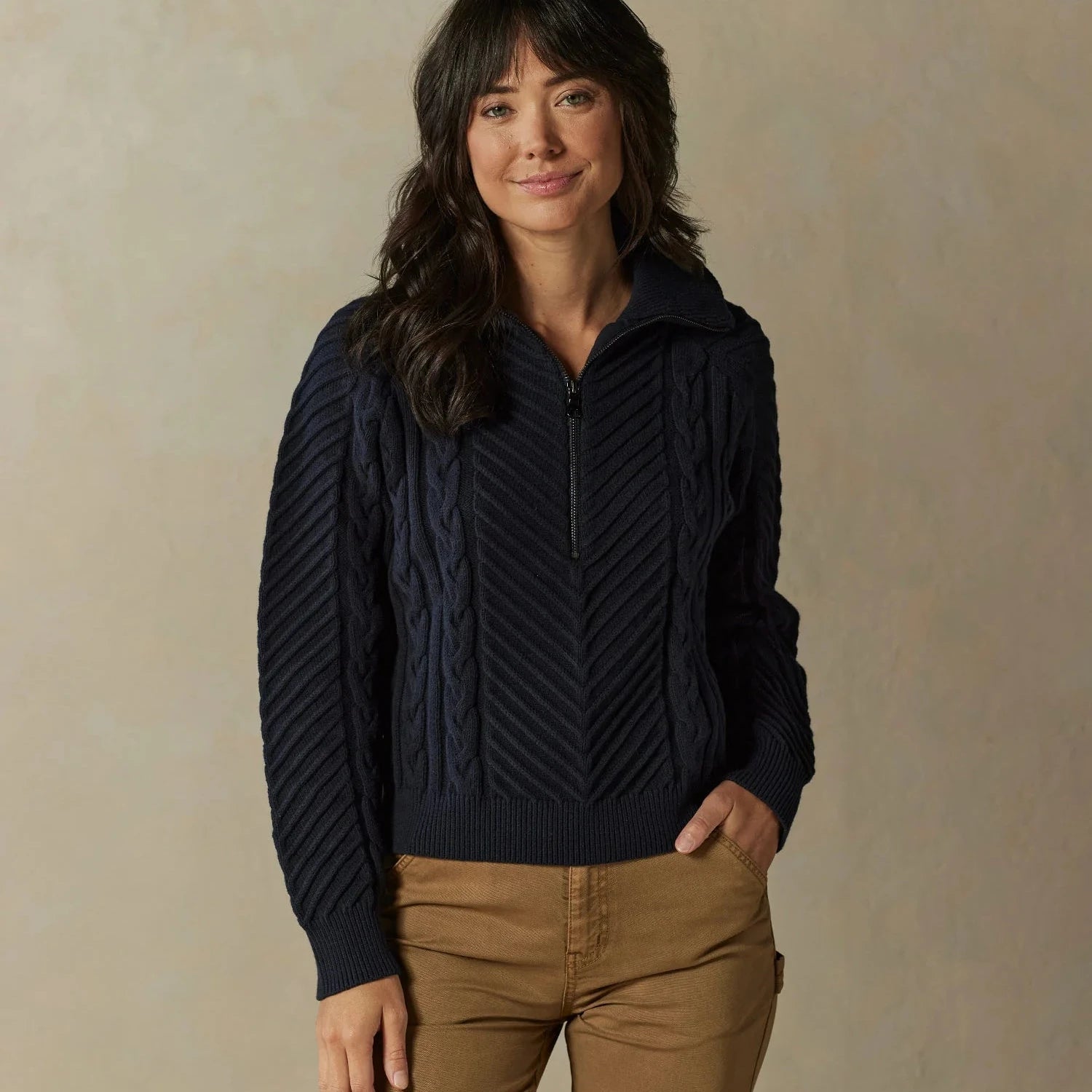The Normal Brand Lola Quarter Zip Sweater Zippered Buttoned Snapped