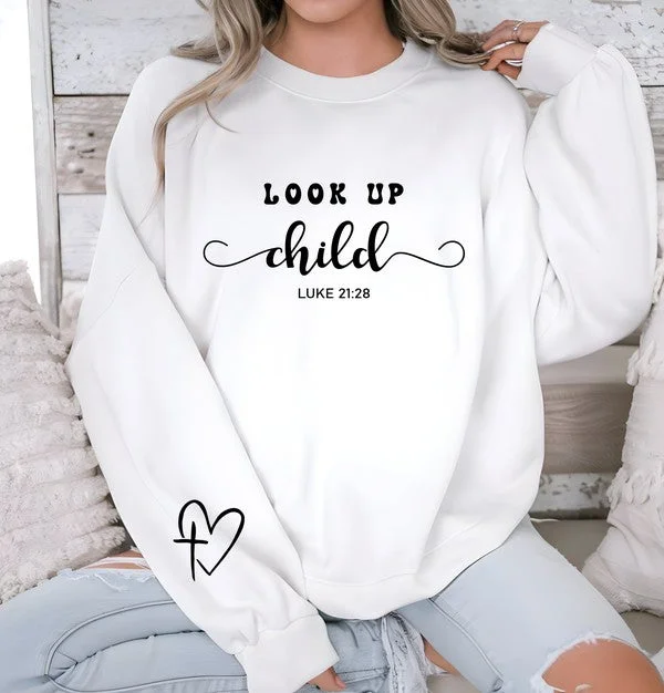 Look Up Child Luke 21 28 Graphic Hoodie Hoodie with Sequins Glamorous Eye-catching