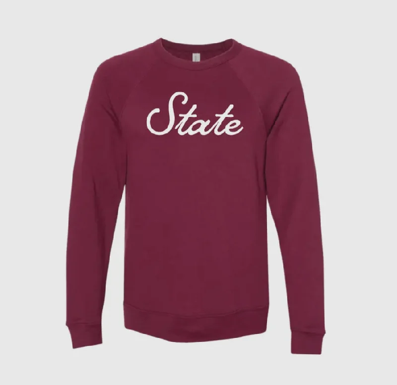 Maroon State Sweatshirt Hoodie with Contrast Stitching Detailed Premium