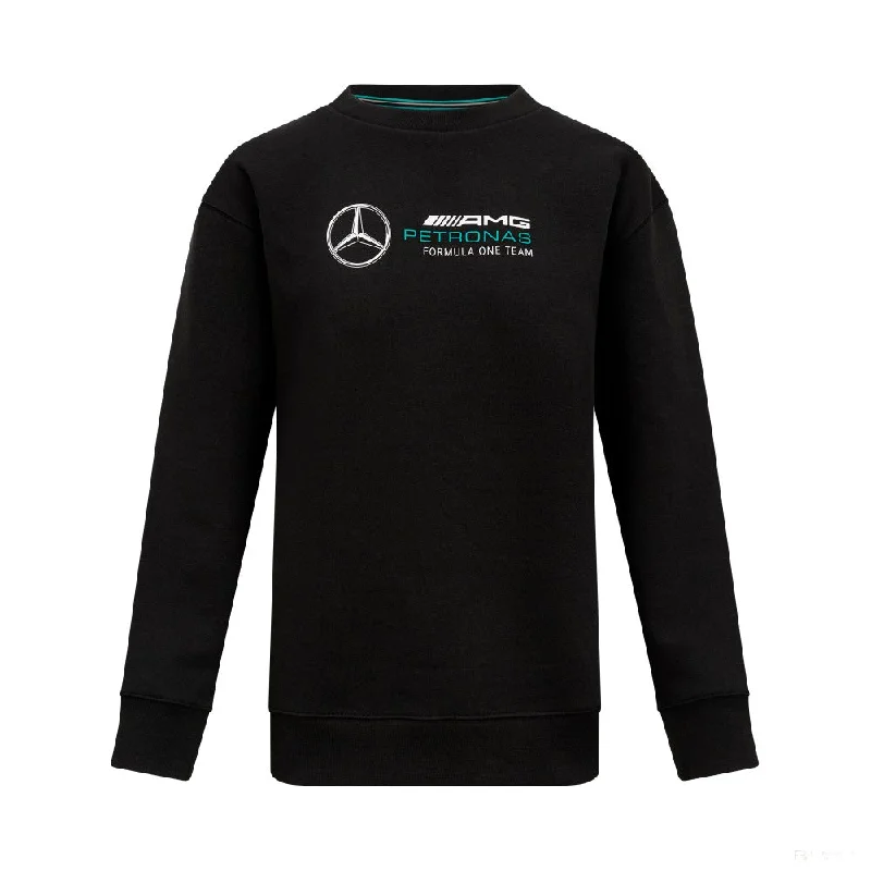 Mercedes Womens Crew Sweatshirt, Black Hoodie with Mock Neck Collared Structured