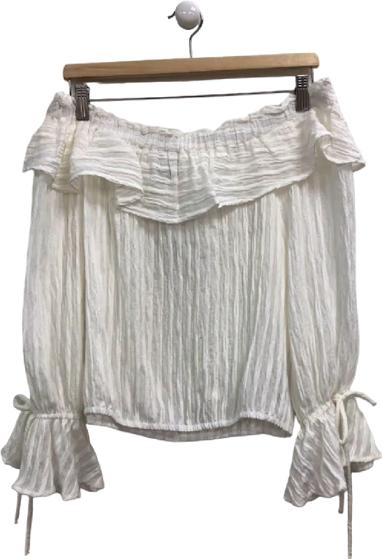 Mint Velvet White Off-Shoulder Blouse UK M Sheer Mesh Blouse