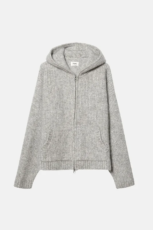 MOHAIR BLEND ZIP HOODIE Hoodie with Cuffed Sleeves Snug Secure
