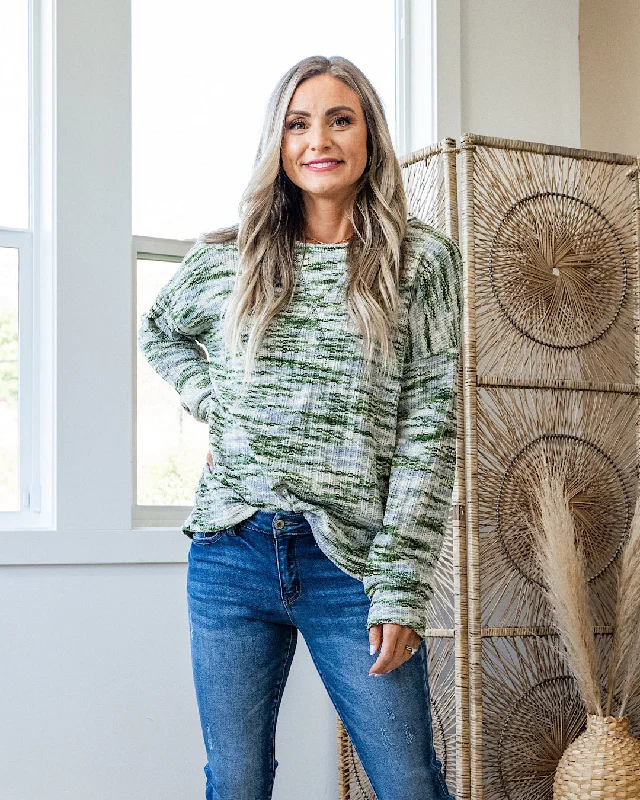 Elsie Ribbed Knit Sweater - Olive Slim Fit Regular Fit Oversized