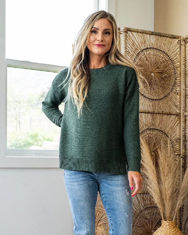 Leslie Side Slit Sweater - Kale Elegant Classic Vintage