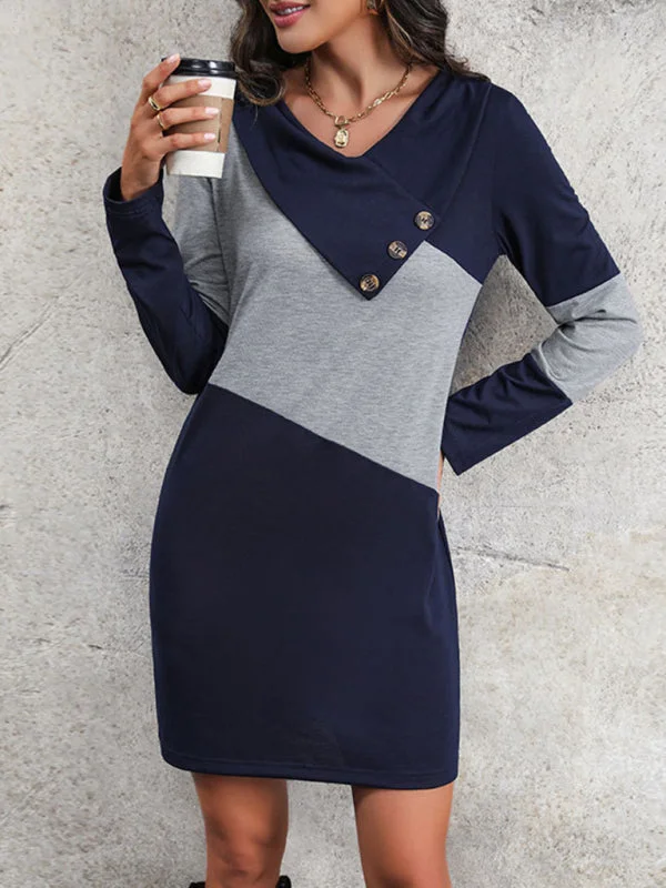 Women's casual color block long sleeve sweatshirt dress Hoodie with Gradient Ombre Colorful Women's casual color block long sleeve sweatshirt dress Hoodie with Gradient Ombre Colorful