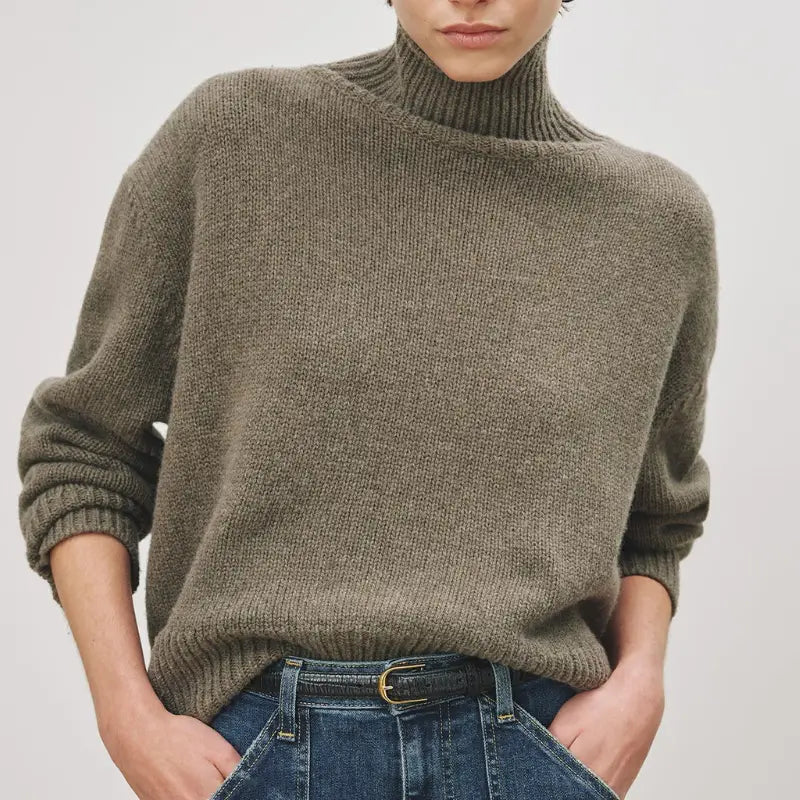 Nili Lotan - Omaira Sweater in Army Green Elegant Classic Vintage