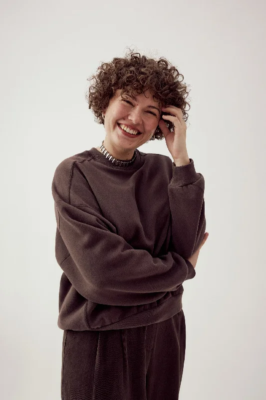 Otto Sweatshirt Espresso Hoodie Crop Top Short Trendy