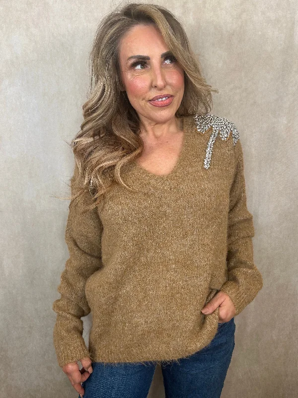 Pippa Palm Tree Jumper Silk Blend Satin Velvet