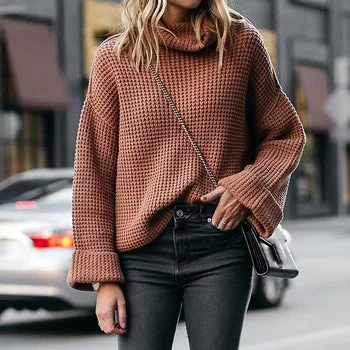Plus Size Warm Turtleneck Sweater Knitwear Oversized Loose Flowy