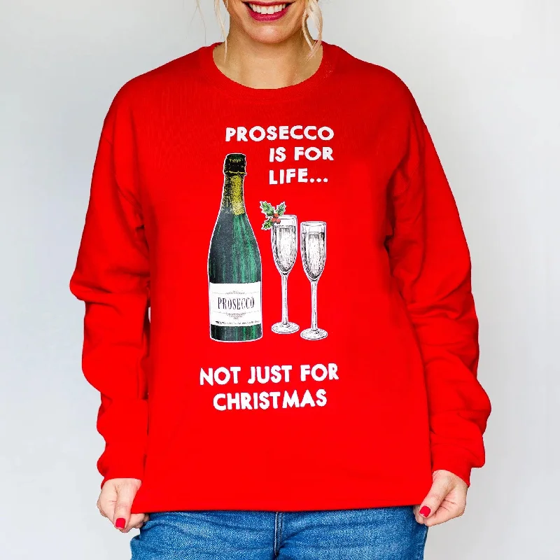 'Prosecco Is For Life' Christmas Jumper Terry Blend Velvet Blend Canvas Blend