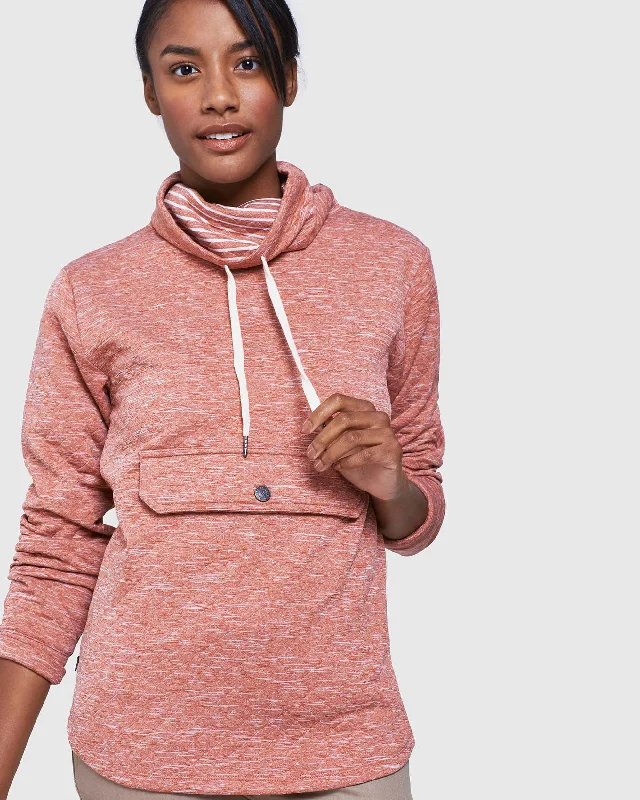 Quilted Mockneck Sweatshirt Hoodie with Elastic Waist Stretchable Comfortable