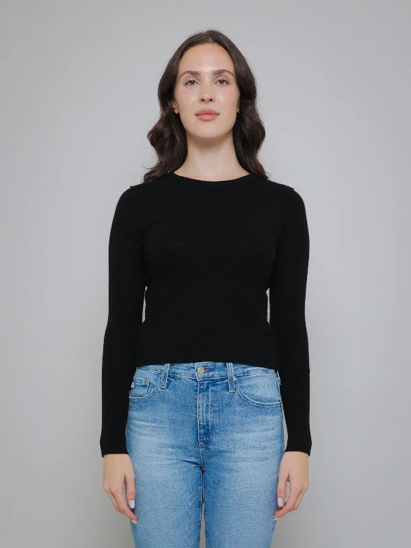 Raw Edge Sweater - Black Elasticated Padded Insulated