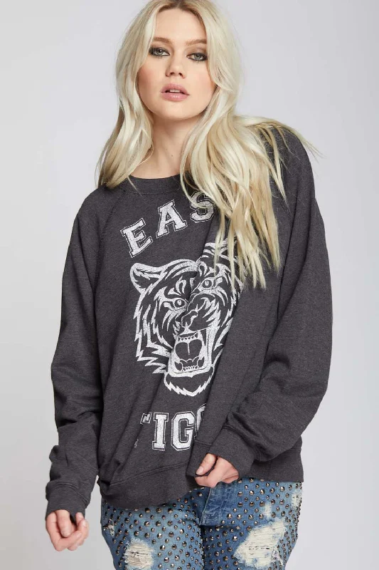 Sweatshirt Easy 401348 Vintage-Black Hoodie with Hem Contrast Bold Stylish