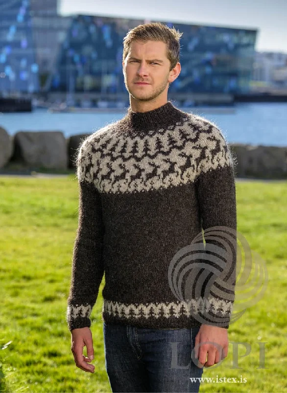 Reindeer Black Christmas Wool sweater - Knitting Kit Oversized Loose Flowy