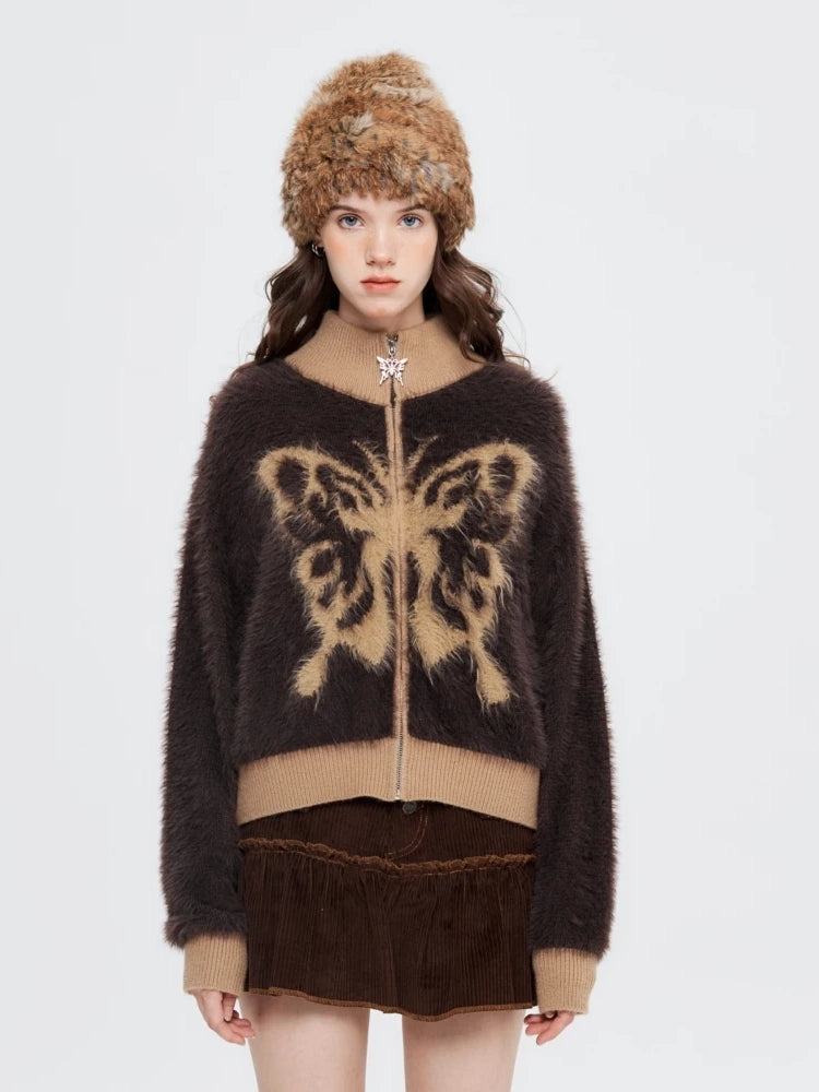 Retro Zip Up Turtleneck Mohair Goth Sweaters for Women Girls Slim Fit Butterfly Knit Cardigans Spring Crop Tops y2k Streetwear Herringbone Houndstooth Plaid Retro Zip Up Turtleneck Mohair Goth Sweaters for Women Girls Slim Fit Butterfly Knit Cardigans Spring Crop Tops y2k Streetwear Herringbone Houndstooth Plaid