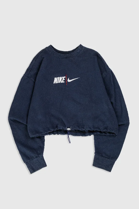 Rework Nike Crop Sweatshirt - XL Hoodie with Puffed Sleeves Voluminous Trendy
