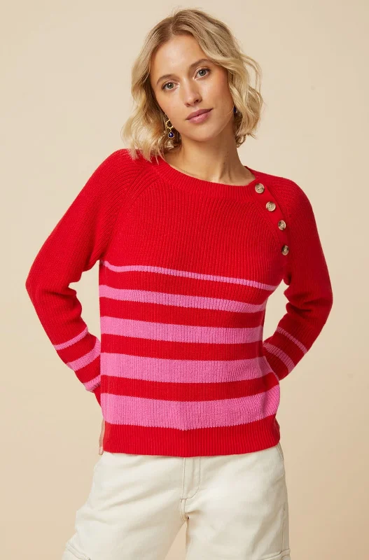 Rhia Jumper | Stripe Red/Pink Nylon Fabric Polyester Fabric Spandex Fabric
