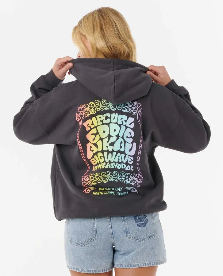 RIP CURL EDDIE WOULD GO EDDIE WOMENS HOODIE - WASHED BLACK Hoodie with Crew Neck Simple Timeless