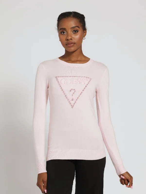 Rosalie Triangle Logo Sweater - Pink Mesh Fabric Canvas Fabric Denim Fabric
