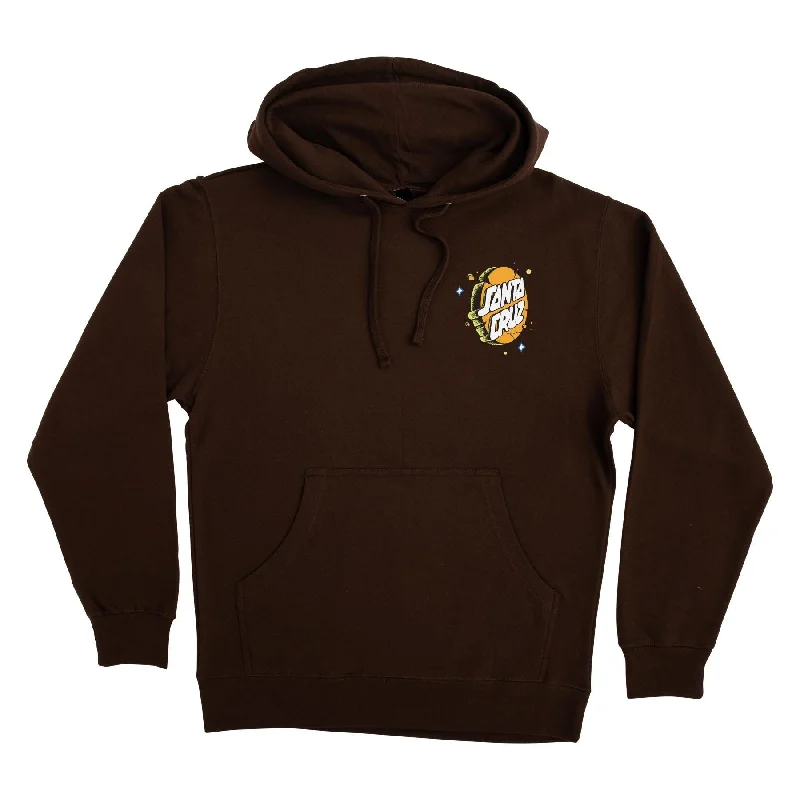SANTA CRUZ Women's Lucky Day Hoodie Brown Hoodie with Hem Applique Textured Unique