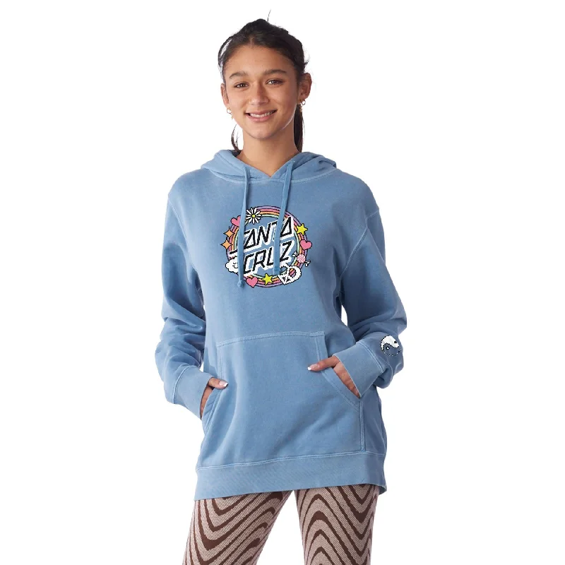 SANTA CRUZ Women's Whimsical Dot Boyfriend Hoodie Pigment Slate Blue Hoodie with High-Low Hem Asymmetrical Trendy SANTA CRUZ Women's Whimsical Dot Boyfriend Hoodie Pigment Slate Blue Hoodie with High-Low Hem Asymmetrical Trendy