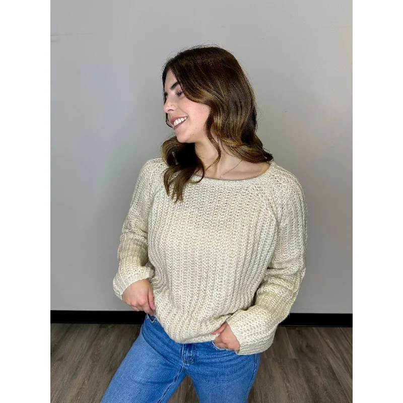See You Soon Scoop Neck Sweater Stretchy Elastic Breathable