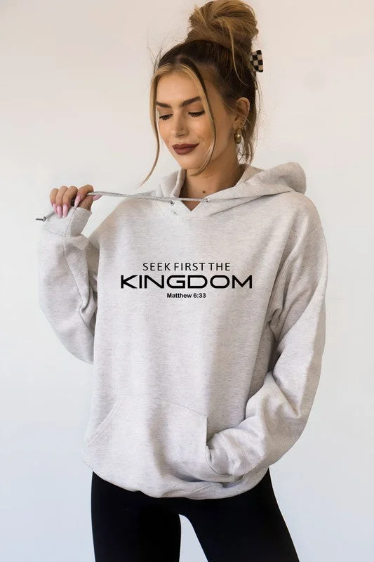 Seek First The Kingdom Graphic Hoodie Hoodie with Hem Fringe Bohemian Relaxed